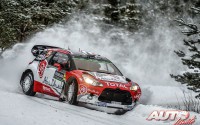Stéphane Lefebvre, al volante del Citroën DS3 WRC, durante el Rallye de Suecia 2017, puntuable para el Campeonato del Mundo de Rallyes WRC.