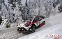 Jari-Matti Latvala, al volante del Toyota Yaris WRC, durante el Rallye de Suecia 2017, puntuable para el Campeonato del Mundo de Rallyes WRC.