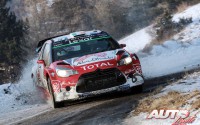Craig Breen, al volante del Citroën DS3 WRC, durante el Rallye de Montecarlo 2017, puntuable para el Campeonato del Mundo de Rallyes WRC.