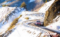 Stéphane Lefebvre, al volante del Citroën C3 WRC, durante el Rallye de Montecarlo 2017, puntuable para el Campeonato del Mundo de Rallyes WRC.