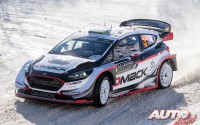 Elfyn Evans, al volante del Ford Fiesta WRC, durante el Rallye de Montecarlo 2017, puntuable para el Campeonato del Mundo de Rallyes WRC.