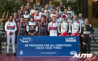 Foto de grupo con los pilotos y los copilotos de la categoría WRC durante el Rally de Montecarlo 2017.