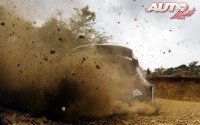 Ott Tänak, al volante del Ford Fiesta WRC, durante el Rallye de México 2017, puntuable para el Campeonato del Mundo de Rallyes WRC.