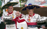 Kris Meeke y Paul Nagle (Citroën C3 WRC) celebrando la victoria en el Rally de México 2017, puntuable para el Campeonato del Mundo de Rallies WRC.