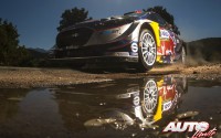 Sébastien Ogier, al volante del Ford Fiesta WRC, durante el Rallye de Francia 2017, puntuable para el Campeonato del Mundo de Rallies WRC.