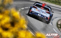 Dani Sordo, al volante del Hyundai i20 Coupé WRC, durante el Rallye de Francia 2017, puntuable para el Campeonato del Mundo de Rallies WRC.