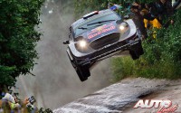 Sébastien Ogier, al volante del Ford Fiesta WRC, durante el Rallye de Polonia 2017, puntuable para el Campeonato del Mundo de Rallies WRC.