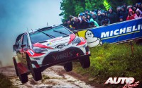 Jari-Matti Latvala, al volante del Toyota Yaris WRC, durante el Rallye de Polonia 2017, puntuable para el Campeonato del Mundo de Rallies WRC 2017.