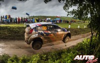 Pedro Heller, al volante del Ford Fiesta R5 WRC2, durante el Rallye de Polonia 2017, puntuable para el Campeonato del Mundo de Rallies WRC2.