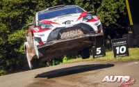Juho Hänninen, al volante del Toyota Yaris WRC, durante el Rally de Alemania 2017, puntuable para el Campeonato del Mundo de Rallies WRC.