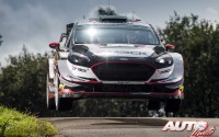 Elfyn Evans, al volante del Ford Fiesta WRC, durante el Rally de Alemania 2017, puntuable para el Campeonato del Mundo de Rallies WRC.
