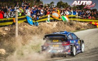 Ott Tänak, al volante del Ford Fiesta WRC, durante el Rally de España 2017, puntuable para el Campeonato del Mundo de Rallies WRC.