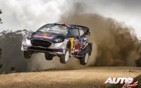 Sébastien Ogier, al volante del Ford Fiesta WRC, durante el Rally de Australia 2017, puntuable para el Campeonato del Mundo de Rallies WRC.