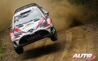 Esapekka Lappi, al volante del Toyota Yaris WRC, durante el Rally de Australia 2017, puntuable para el Campeonato del Mundo de Rallies WRC.