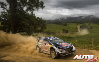 Sébastien Ogier, al volante del Ford Fiesta WRC, durante el Rally de Australia 2017, puntuable para el Campeonato del Mundo de Rallies WRC.
