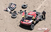 Cyril Despres sufría un golpe que rompía la suspensión trasera de su Peugeot 3008 DKR Maxi durante la 4ª etapa del Rally Dakar 2018, disputada en San Juan de Marcona (Perú).