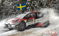 Jari-Matti Latvala, al volante del Toyota Yaris WRC, durante el Rally de Suecia 2018, puntuable para el Campeonato del Mundo de Rallies WRC.