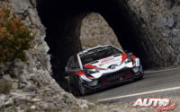Ott Tänak, al volante del Toyota Yaris WRC, durante el Rally de Montecarlo 2018, puntuable para el Campeonato del Mundo de Rallies WRC.