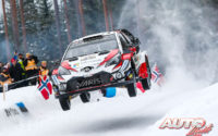 Ott Tänak, al volante del Toyota Yaris WRC, durante el Rally de Suecia 2018, puntuable para el Campeonato del Mundo de Rallies WRC.