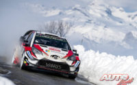 Esapekka Lappi, al volante del Toyota Yaris WRC, durante el Rally de Montecarlo 2018, puntuable para el Campeonato del Mundo de Rallies WRC.