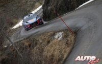 Thierry Neuville, al volante del Hyundai i20 Coupé WRC, durante el Rally de Montecarlo 2018, puntuable para el Campeonato del Mundo de Rallies WRC.