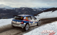 Jan Kopecký, al volante del Skoda Fabia R5 WRC2, durante el Rally de Montecarlo 2018, puntuable para el Campeonato del Mundo de Rallies WRC2.