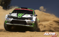 Kalle Rovanperä, al volante del Skoda Fabia R5 WRC2, durante el Rally de México 2018, puntuable para el Campeonato del Mundo de Rallies WRC2.