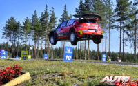 Mads Ostberg, al volante del Citroën C3 WRC, durante el Rally de Finlandia 2018, puntuable para el Campeonato del Mundo de Rallies WRC.