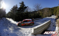 Sébastien Loeb, al volante del Hyundai i20 Coupé WRC, durante el Rally de Montecarlo 2019, puntuable para el Campeonato del Mundo de Rallies WRC.
