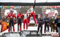 Podio del Rally de Chile 2019, puntuable para el Campeonato del Mundo de Rallies 2019. De izquierda a derecha: Sébastien Ogier y Julien Ingrassia (Citroën), Martin Järveoja con Ott Tänak (Toyota) y Sébastien Loeb junto a Daniel Elena (Hyundai).