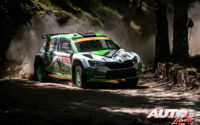 Kalle Rovanperä, al volante del Skoda Fabia R5 Evo WRC2, durante el Rally de Portugal 2019, puntuable para el Campeonato del Mundo de Rallies WRC 2.