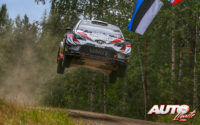 Ott Tänak, al volante del Toyota Yaris WRC, ganador del Rally de Finlandia 2019, puntuable para el Campeonato del Mundo de Rallies WRC.