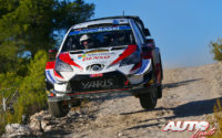 Kris Meeke, al volante del Toyota Yaris WRC, durante el Rally de España 2019, puntuable para el Campeonato del Mundo de Rallies WRC.