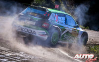 Kalle Rovanperä, al volante del Skoda Fabia R5 Evo WRC2, durante el Rally de España 2019, puntuable para el Campeonato del Mundo de Rallies WRC2.