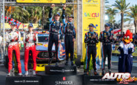 Podio del Rally de España 2019, puntuable para el Campeonato del Mundo de Rallies 2019. De izquierda a derecha: Ott Tänak y Martin Järveoja (Toyota), Thierry Neuville con Nicolas Gilsoul (Hyundai) y Dani Sordo junto a Carlos Del Barrio (Hyundai).