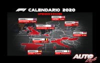 Calendario de los ocho primeros Grandes Premios de la Fórmula 1 2020, tras ser modificadas las fechas originales por el COVID-19.