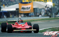 Gilles Villeneuve, al volante del Ferrari 312 T5, durante el GP de Alemania 1980, disputado en el circuito de Hockenheim.