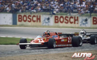 Gilles Villeneuve, al volante del Ferrari 126 CK, durante el GP de Alemania de 1981, disputado en el circuito de Hockenheim.