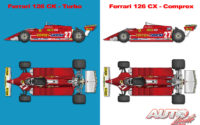 Comparación entre el Ferrari 126 CK con motor "Turbo" y el Ferrari 126 CX con motor "Comprex" de 1981.