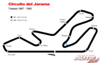 Trazado del circuito del Jarama durante el GP de España de 1981, la última carrera disputada del Campeonato del Mundo de Fórmula 1 en el trazado madrileño.