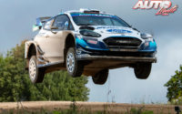 Teemu Suninen, al volante del Ford Fiesta WRC, durante el Rally de Estonia 2020, puntuable para el Campeonato del Mundo de Rallies WRC.