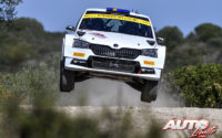 Pontus Tidemand, al volante del Skoda Fabia R5 Evo WRC 2, durante el Rally de Italia / Cerdeña 2020, puntuable para el Campeonato del Mundo de Rallies WRC 2.