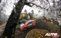 Umberto Scandola, al volante del Hyundai i20 NG R5 WRC 3, durante el Rally de Monza 2020, puntuable para el Campeonato del Mundo de Rallies WRC 3.