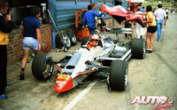 Gilles Villeneuve, al volante del Ferrari 126 C2, durante el GP de Sudáfrica 1982, disputado en el circuito de Kyalami.