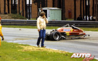 El Ferrari 126 C2 de Gilles Villeneuve quedó completamente destrozado tras su accidente mortal en los entrenamientos clasificatorios del GP de Bélgica 1982, disputado en el circuito de Zolder.
