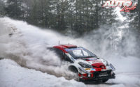 Elfyn Evans, al volante del Toyota Yaris WRC, durante el Rally Ártico de Finlandia 2021, puntuable para el Campeonato del Mundo de Rallies WRC.