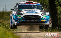 Gus Greensmith, al volante del Ford Fiesta WRC, durante el Rally de Bélgica 2021, puntuable para el Campeonato del Mundo de Rallies WRC.