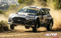 Nikolay Gryazin, al volante del Ford Fiesta Mk2 Rally2 WRC 2, durante el Rally de Grecia 2021, puntuable para el Campeonato del Mundo de Rallies WRC 2.