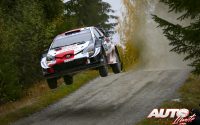 Sébastien Ogier, al volante del Toyota Yaris WRC, durante el Rally de Finlandia 2021, puntuable para el Campeonato del Mundo de Rallies WRC.