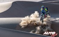 Rui Gonçalves, a los mandos de su Sherco SEF 450 Rally, durante una etapa del Rally Dakar 2022.